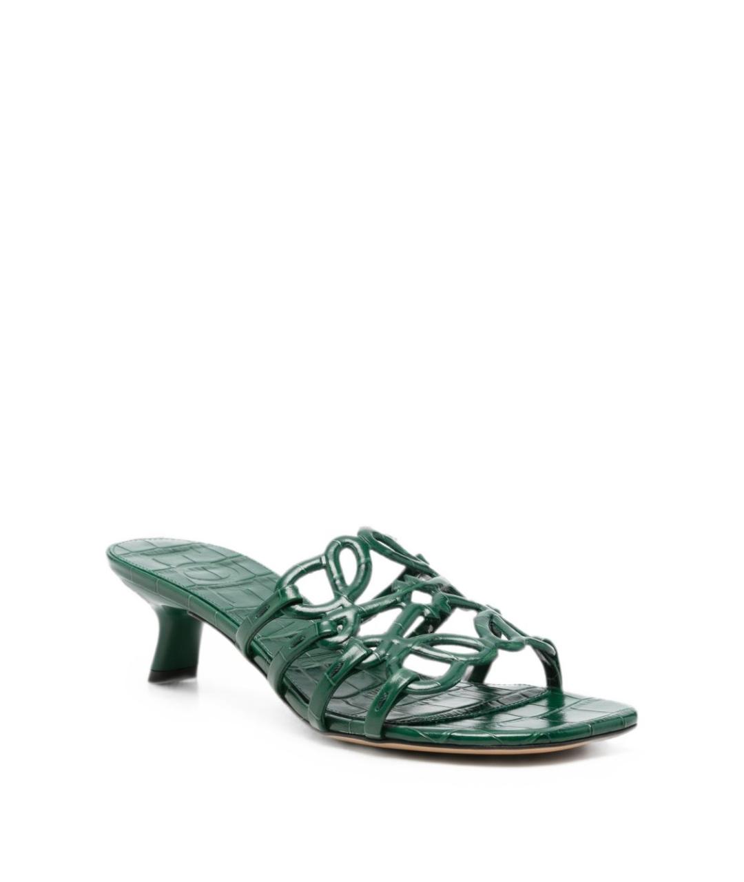 LOEWE Зеленые кожаные мюли, фото 3