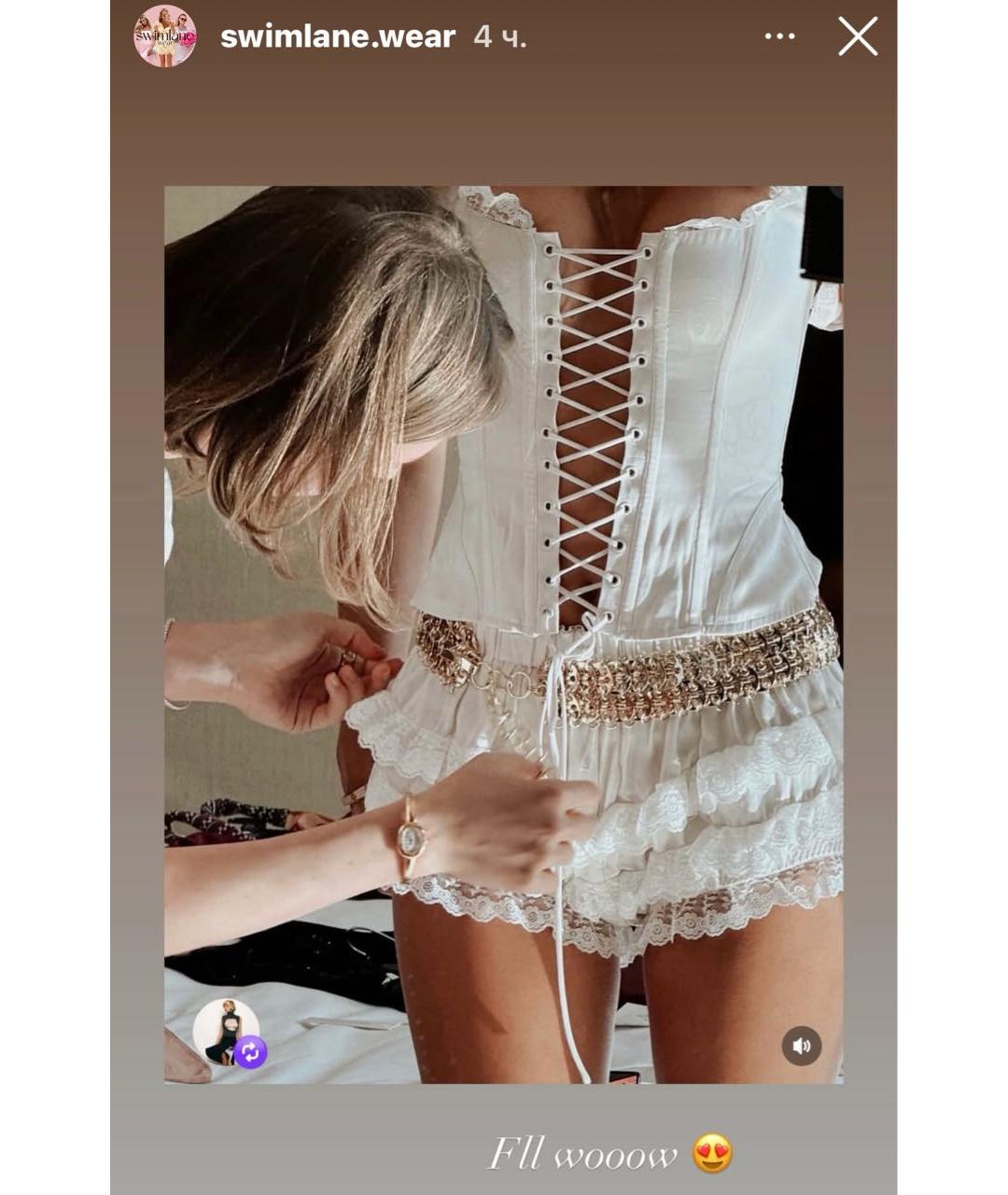 FOR LOVE AND LEMONS Белый вискозный костюм с юбками, фото 8