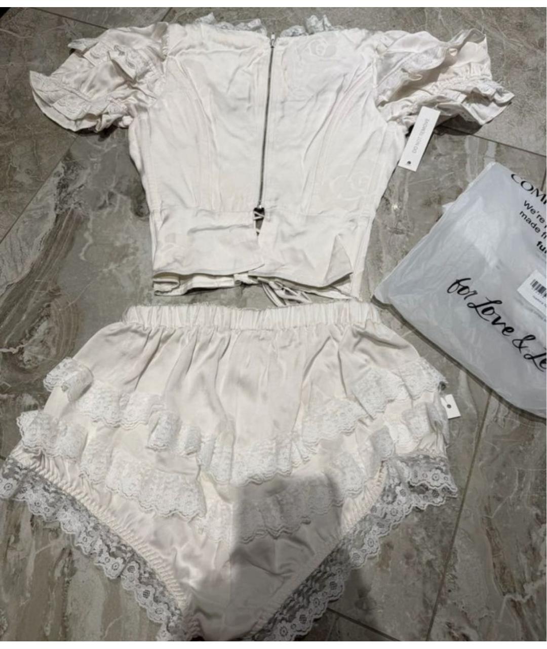 FOR LOVE AND LEMONS Белый вискозный костюм с юбками, фото 2