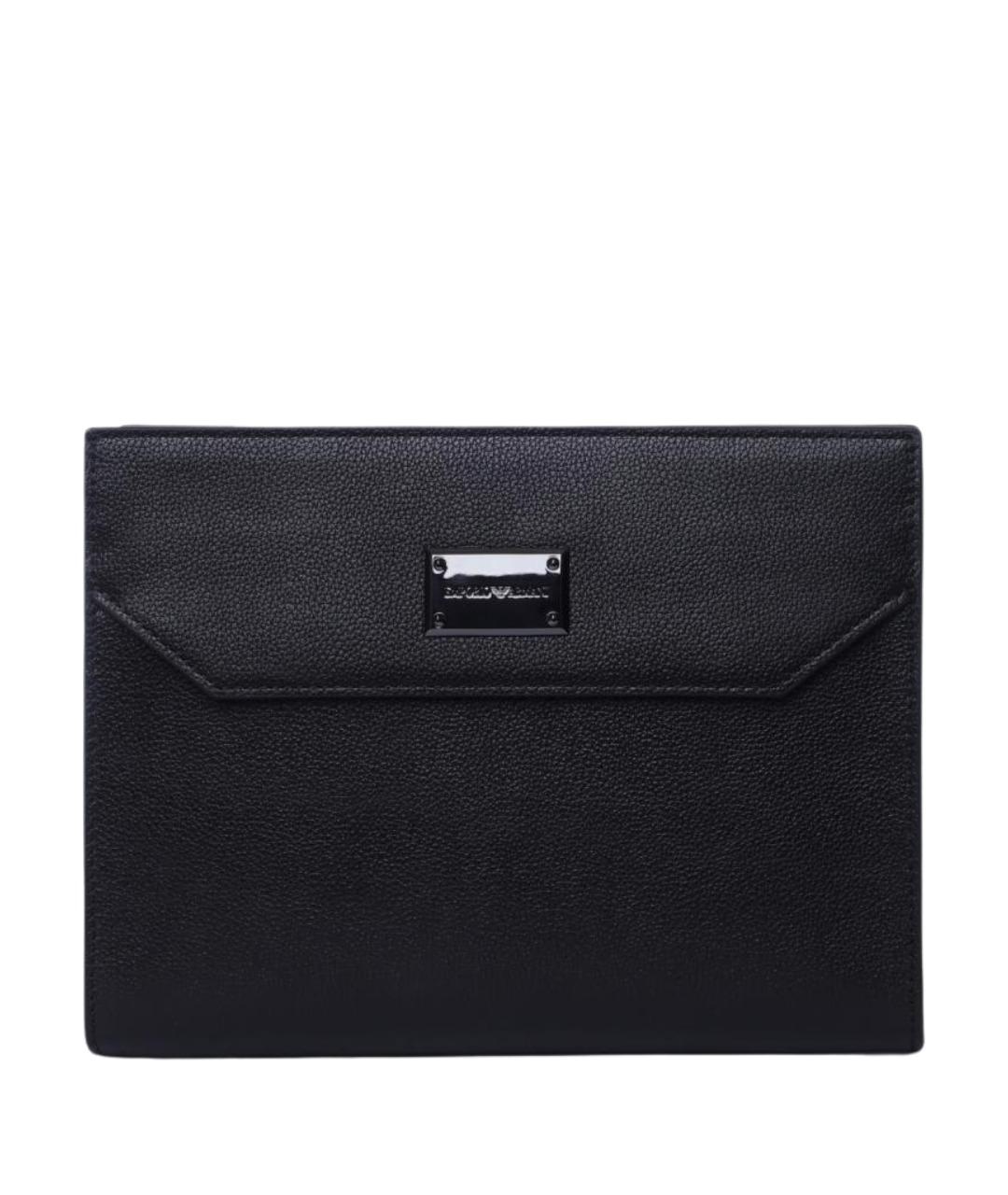 EMPORIO ARMANI Черная кожаная сумка на плечо, фото 1
