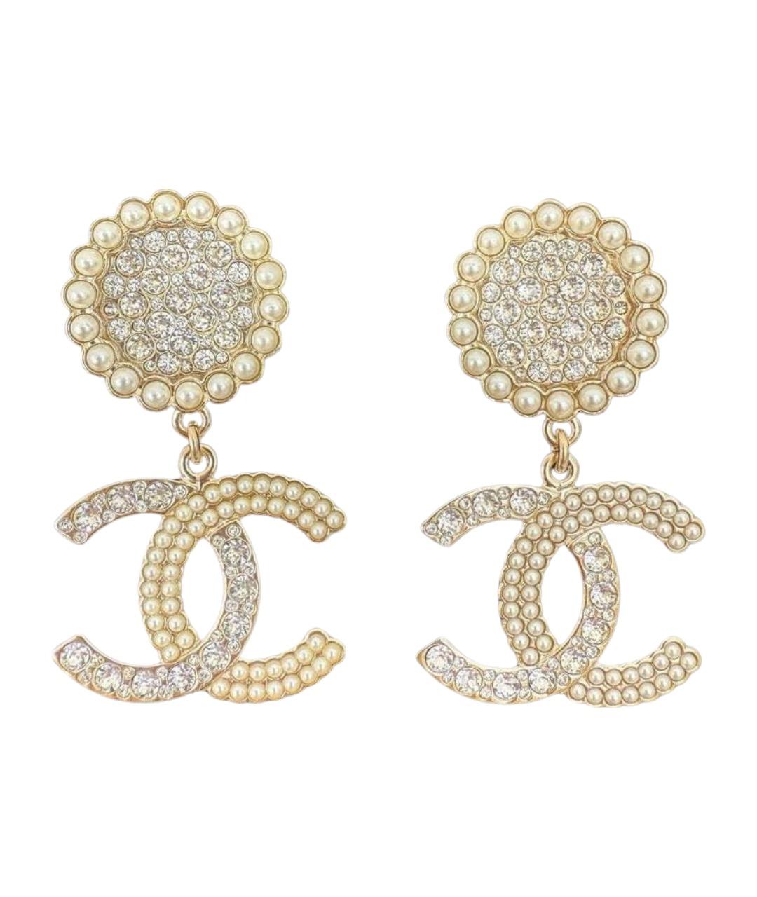 CHANEL Бежевые серьги, фото 1