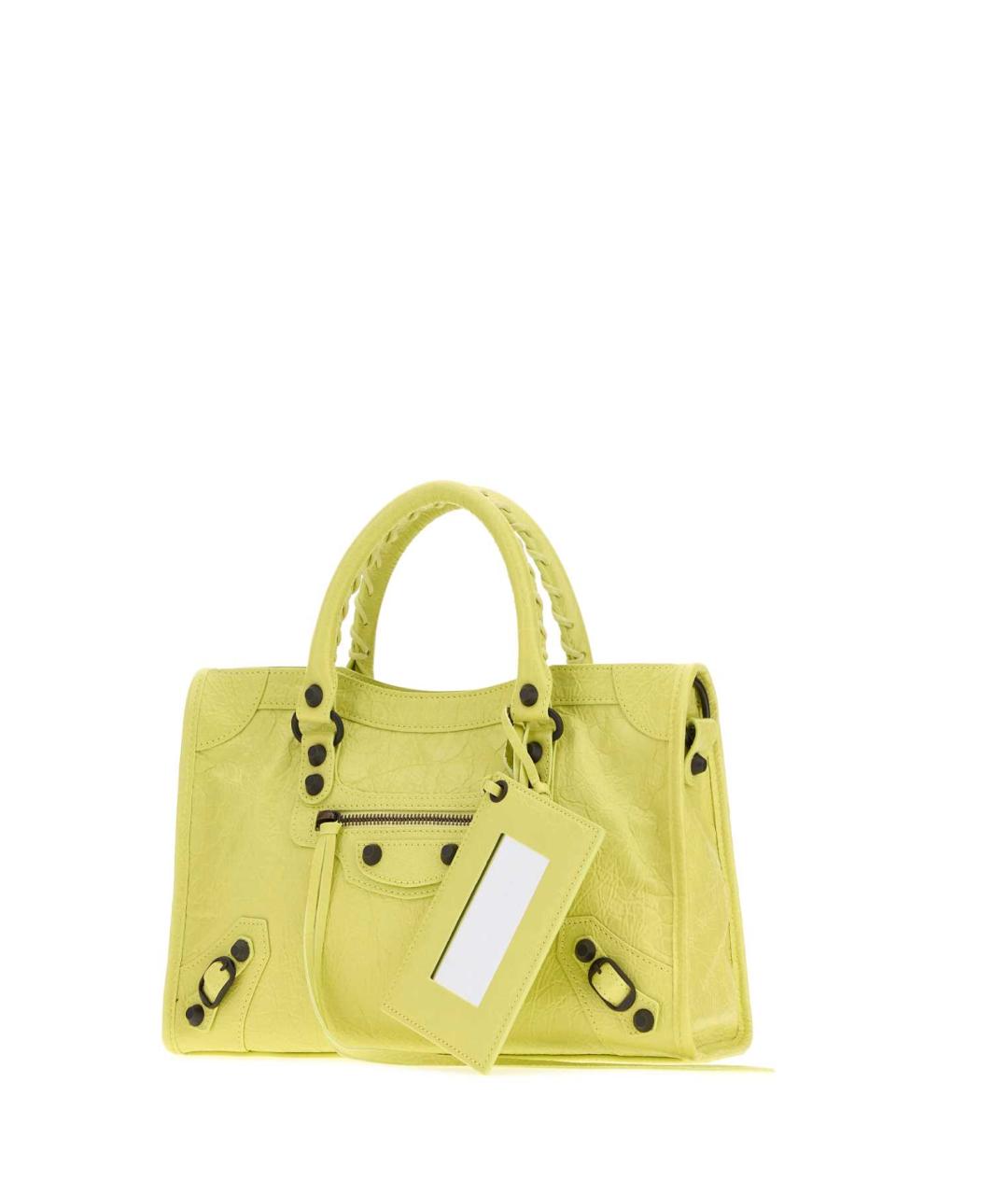 BALENCIAGA Желтая кожаная сумка тоут, фото 2