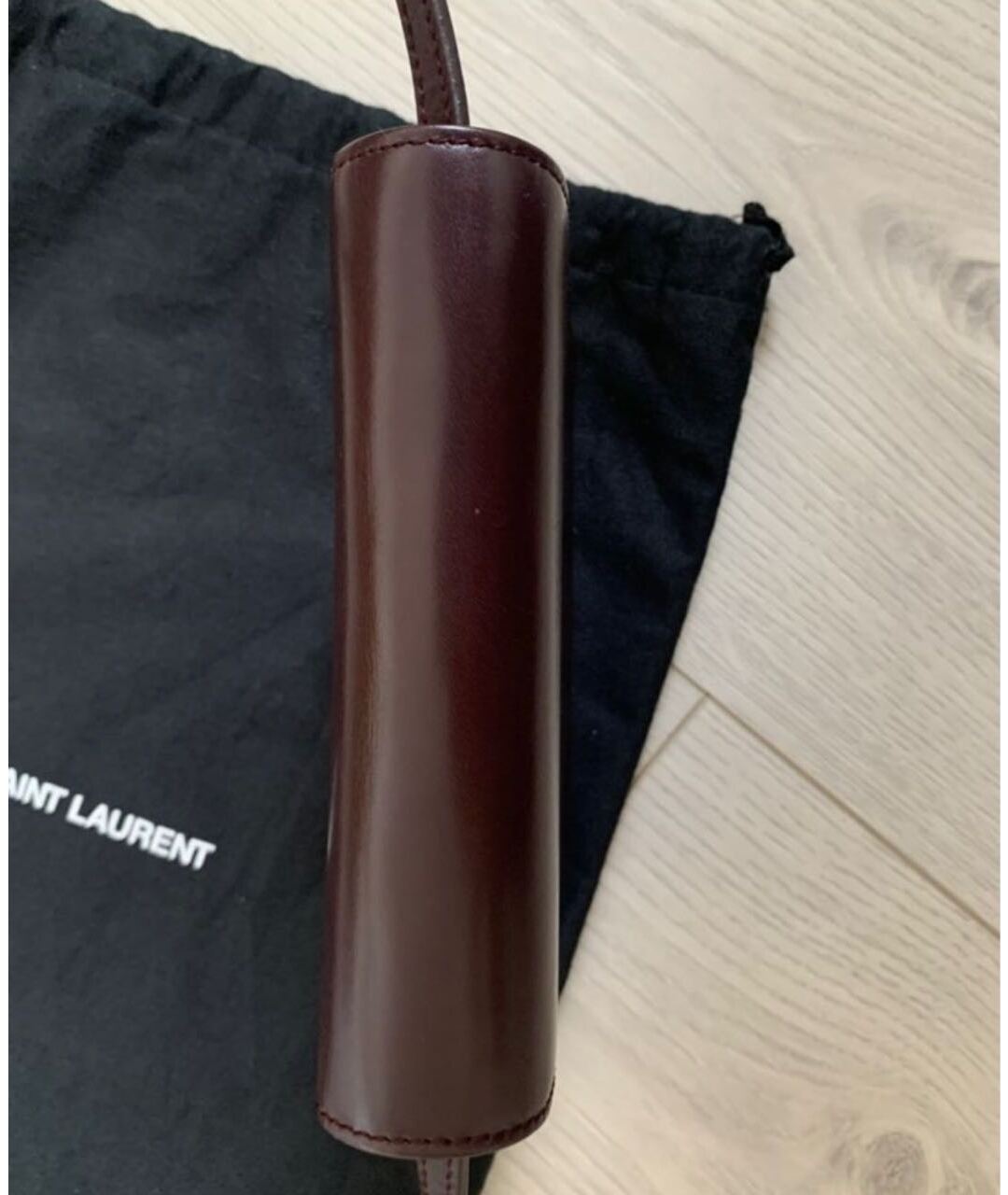 SAINT LAURENT Бордовая кожаная сумка с короткими ручками, фото 6