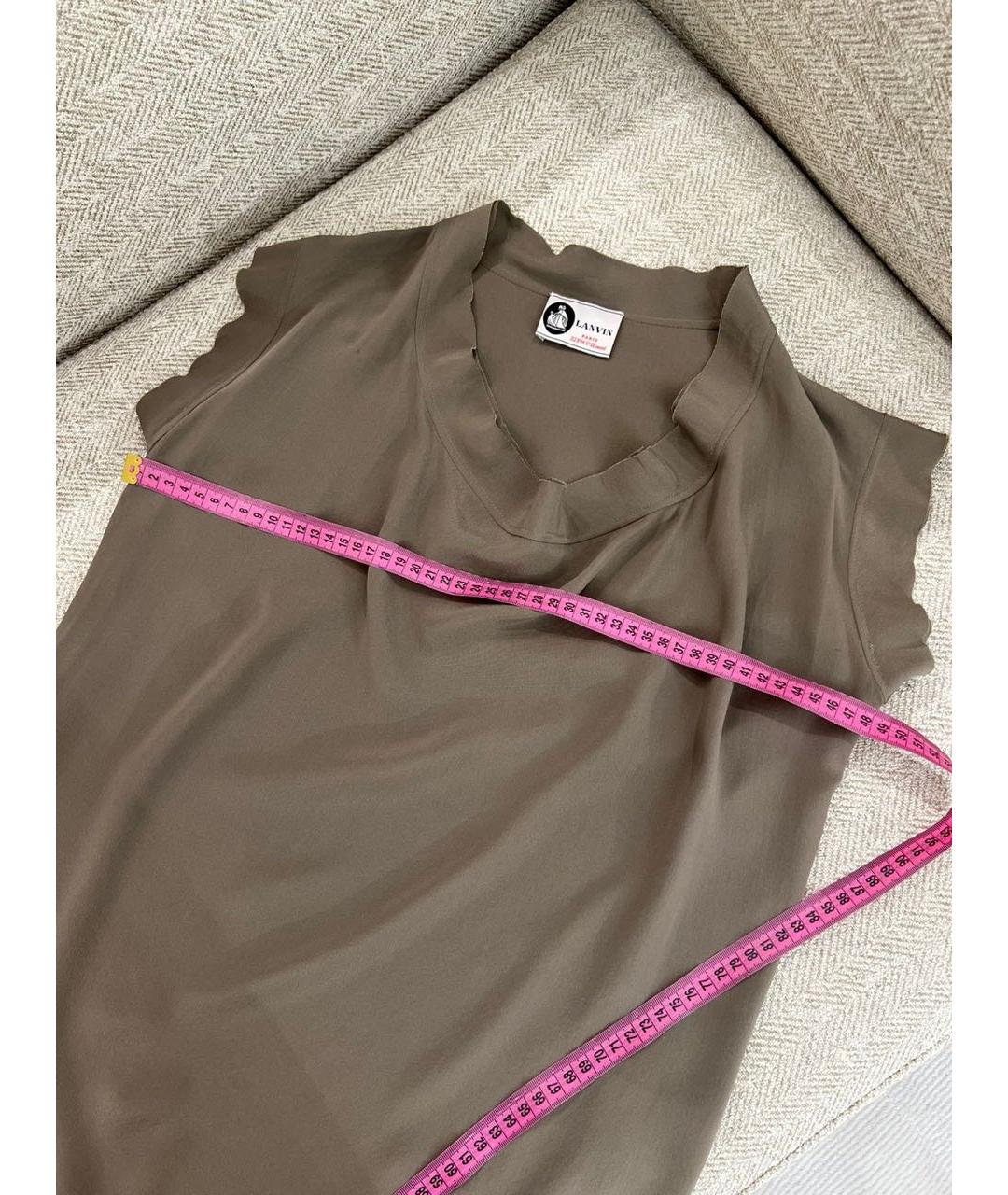 LANVIN Бежевая шелковая футболка, фото 4