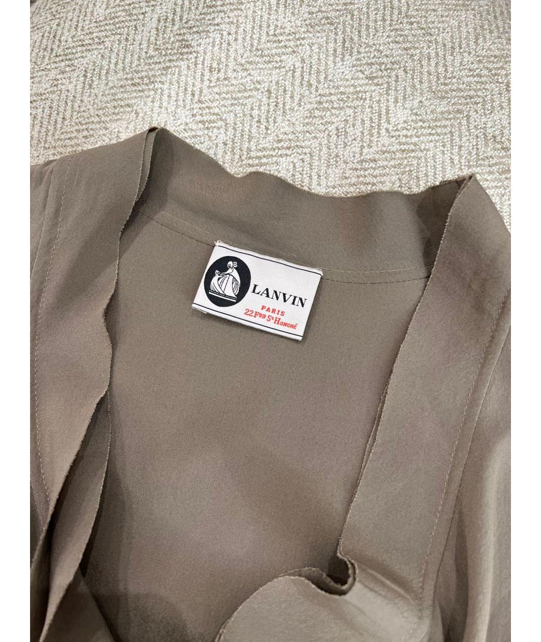 LANVIN Бежевая шелковая футболка, фото 6