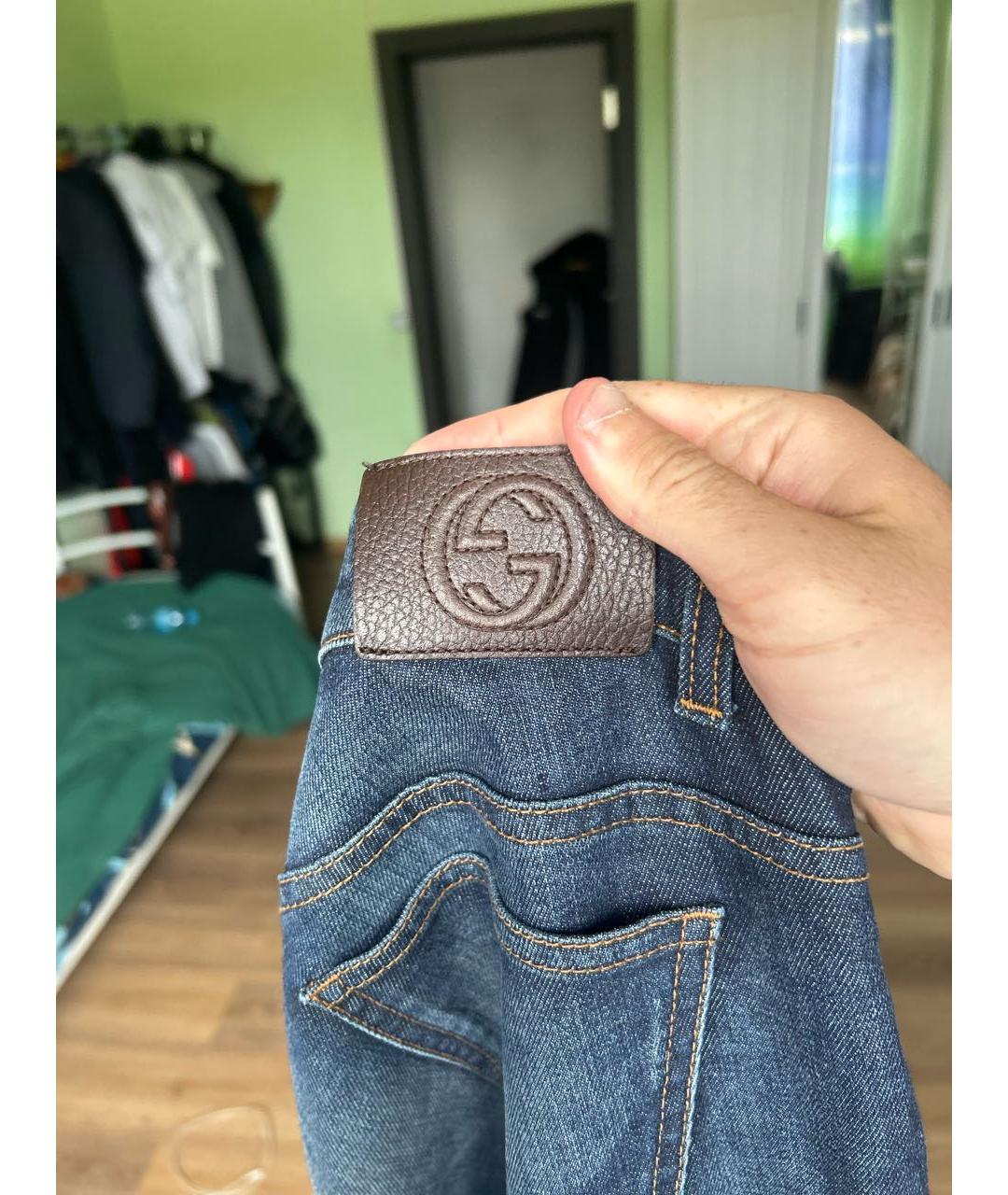 GUCCI Синие хлопковые джинсы, фото 3