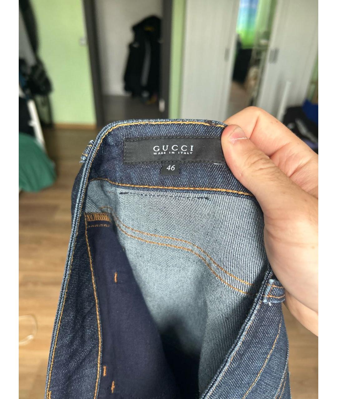 GUCCI Синие хлопковые джинсы, фото 4