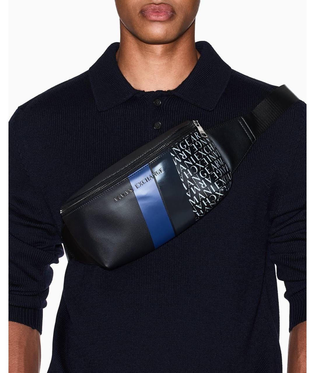ARMANI EXCHANGE Черная поясная сумка из искусственной кожи, фото 4