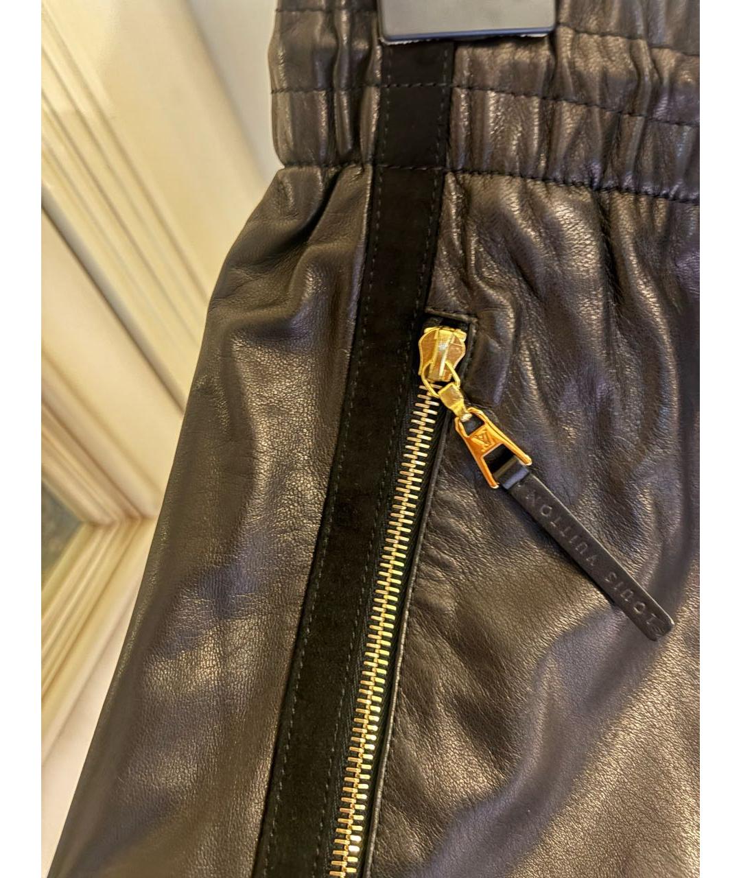 LOUIS VUITTON Черная кожаная юбка мини, фото 4