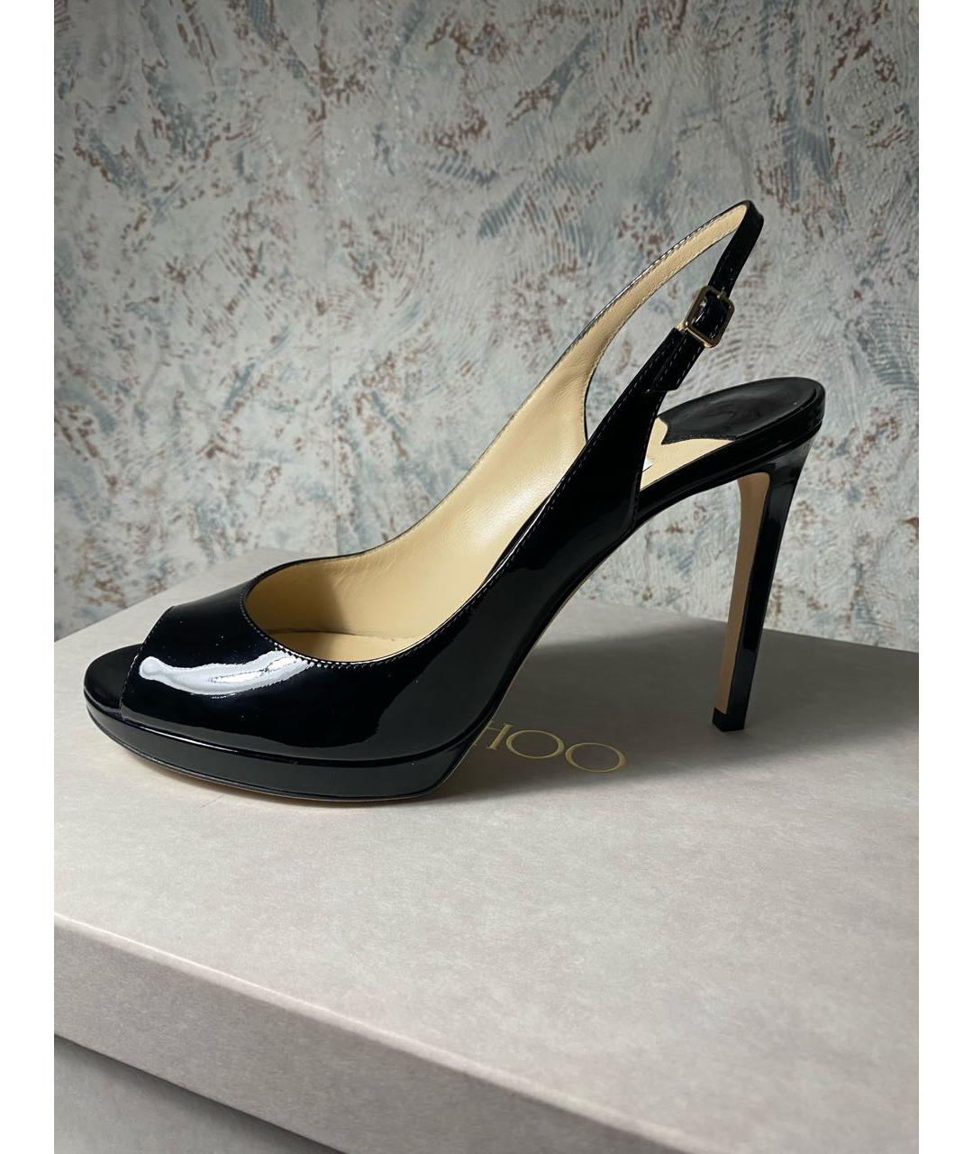 JIMMY CHOO Черные босоножки из лакированной кожи, фото 4