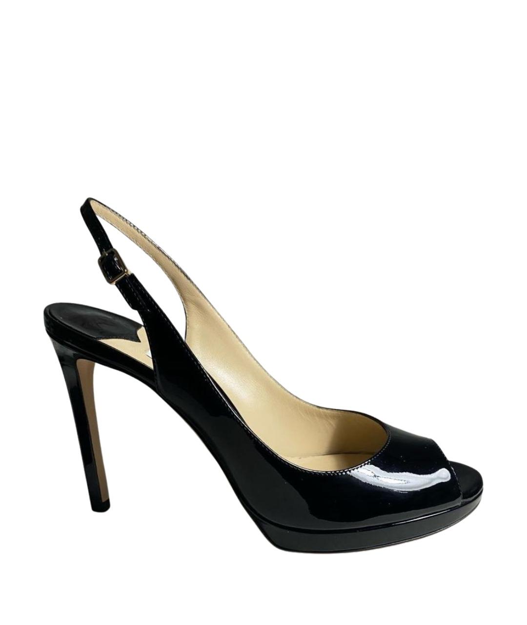 JIMMY CHOO Черные босоножки из лакированной кожи, фото 1