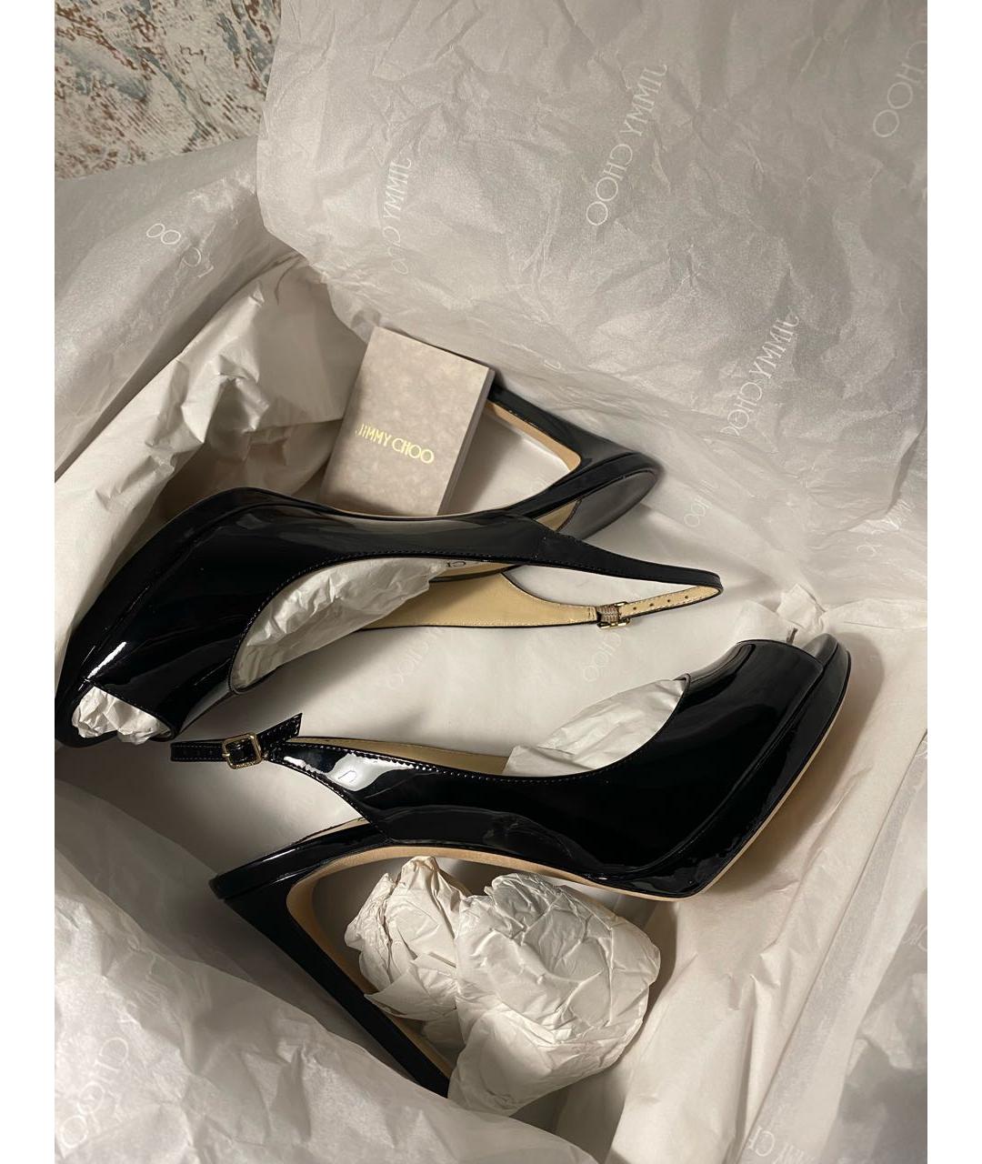 JIMMY CHOO Черные босоножки из лакированной кожи, фото 3