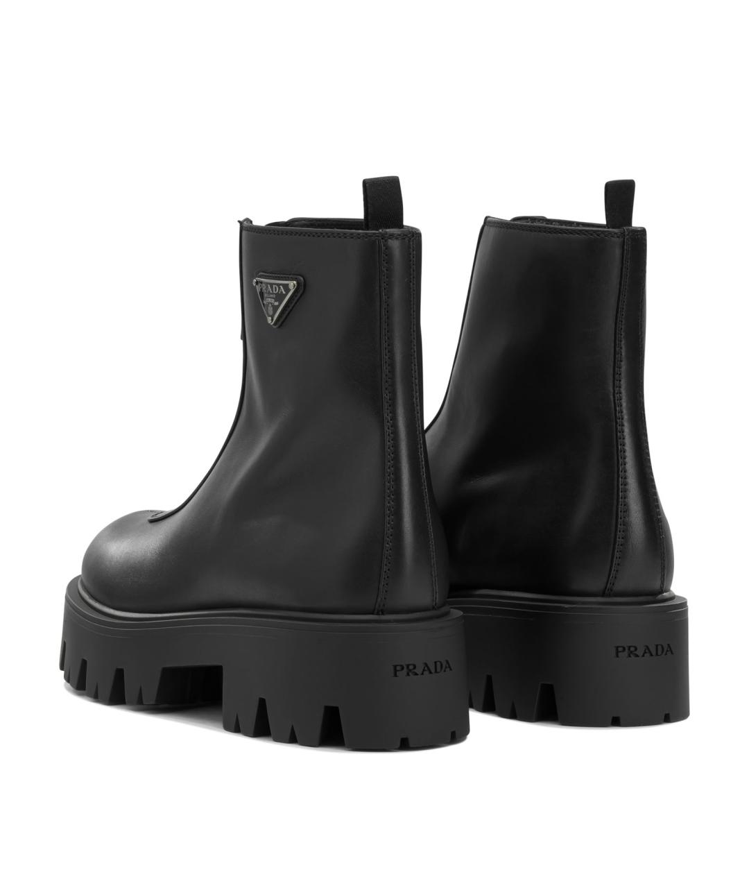 PRADA Черные кожаные ботинки, фото 4