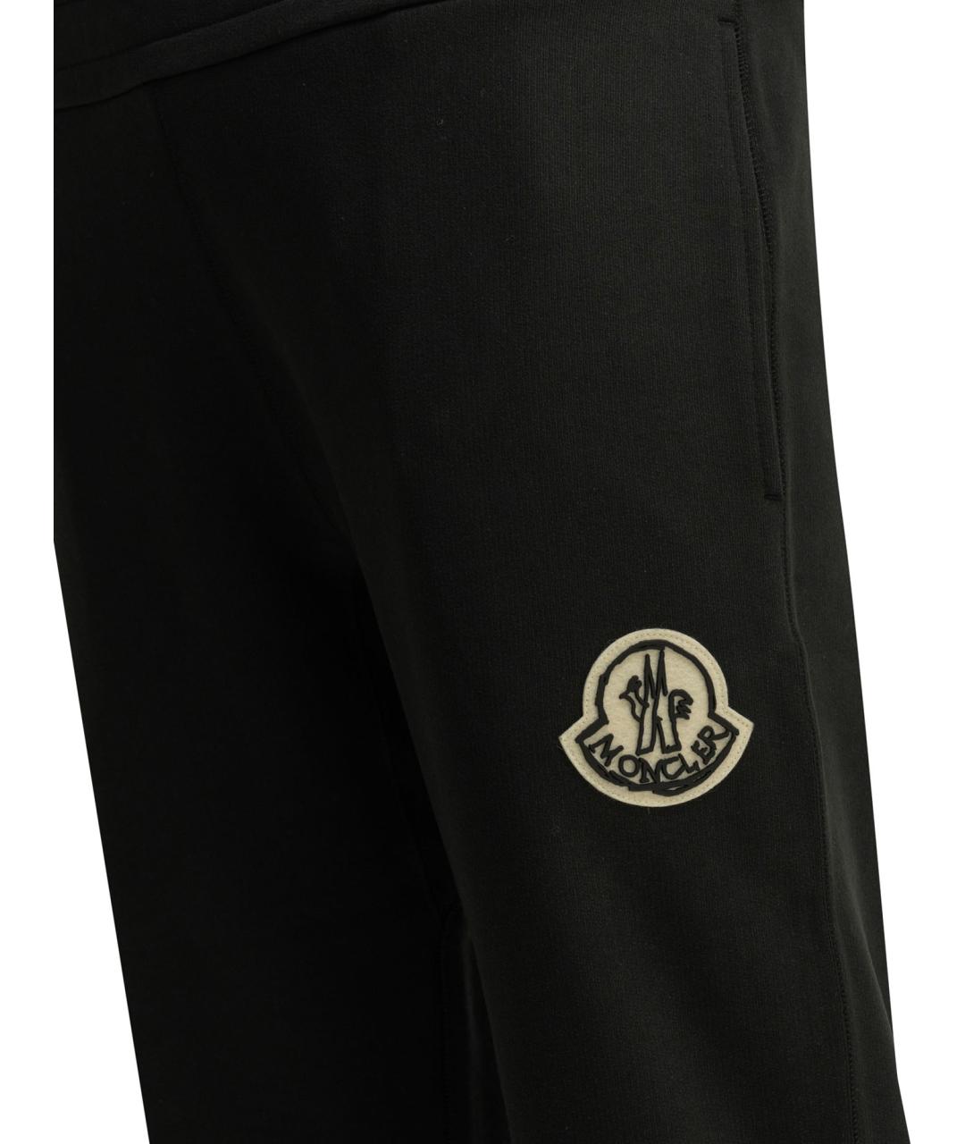 MONCLER Черные хлопковые повседневные брюки, фото 4