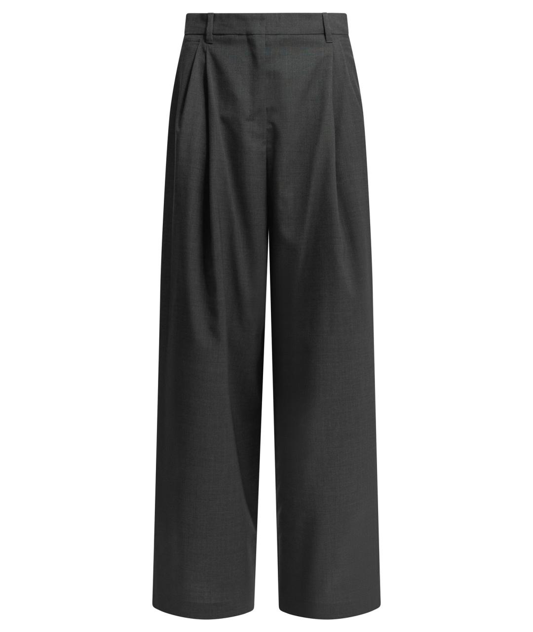 'S MAX MARA Серые шерстяные прямые брюки, фото 1
