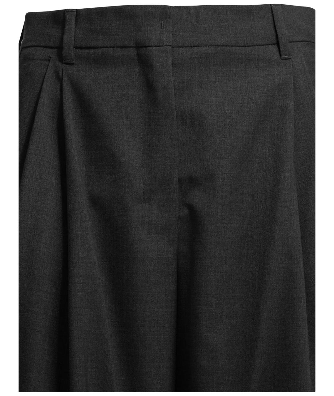 'S MAX MARA Серые шерстяные прямые брюки, фото 3