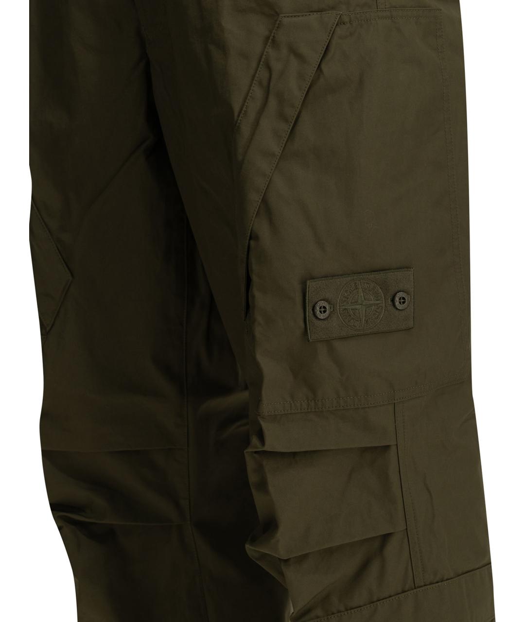 STONE ISLAND Зеленые хлопковые повседневные брюки, фото 4