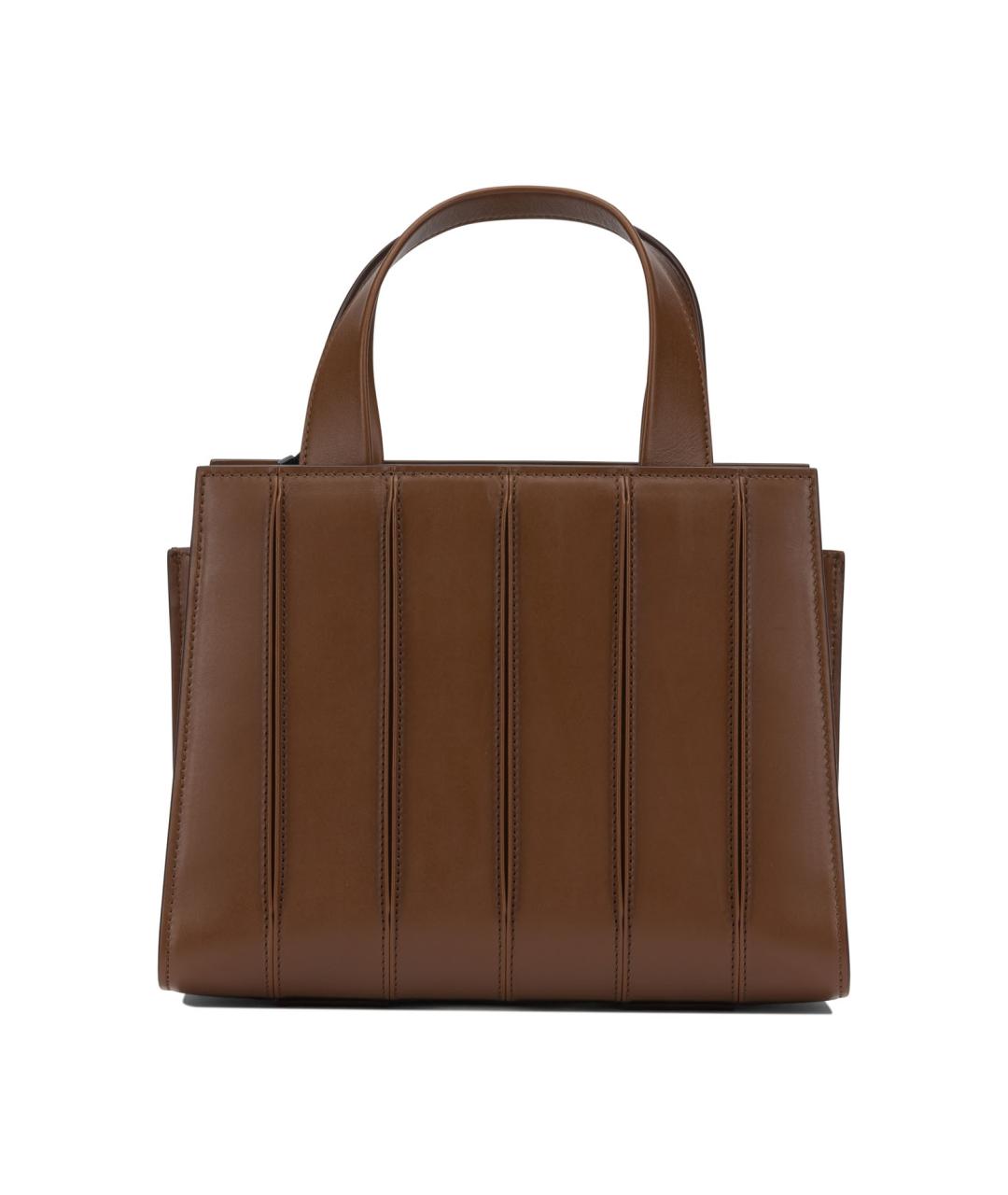 MAX MARA Коричневая кожаная сумка с короткими ручками, фото 3
