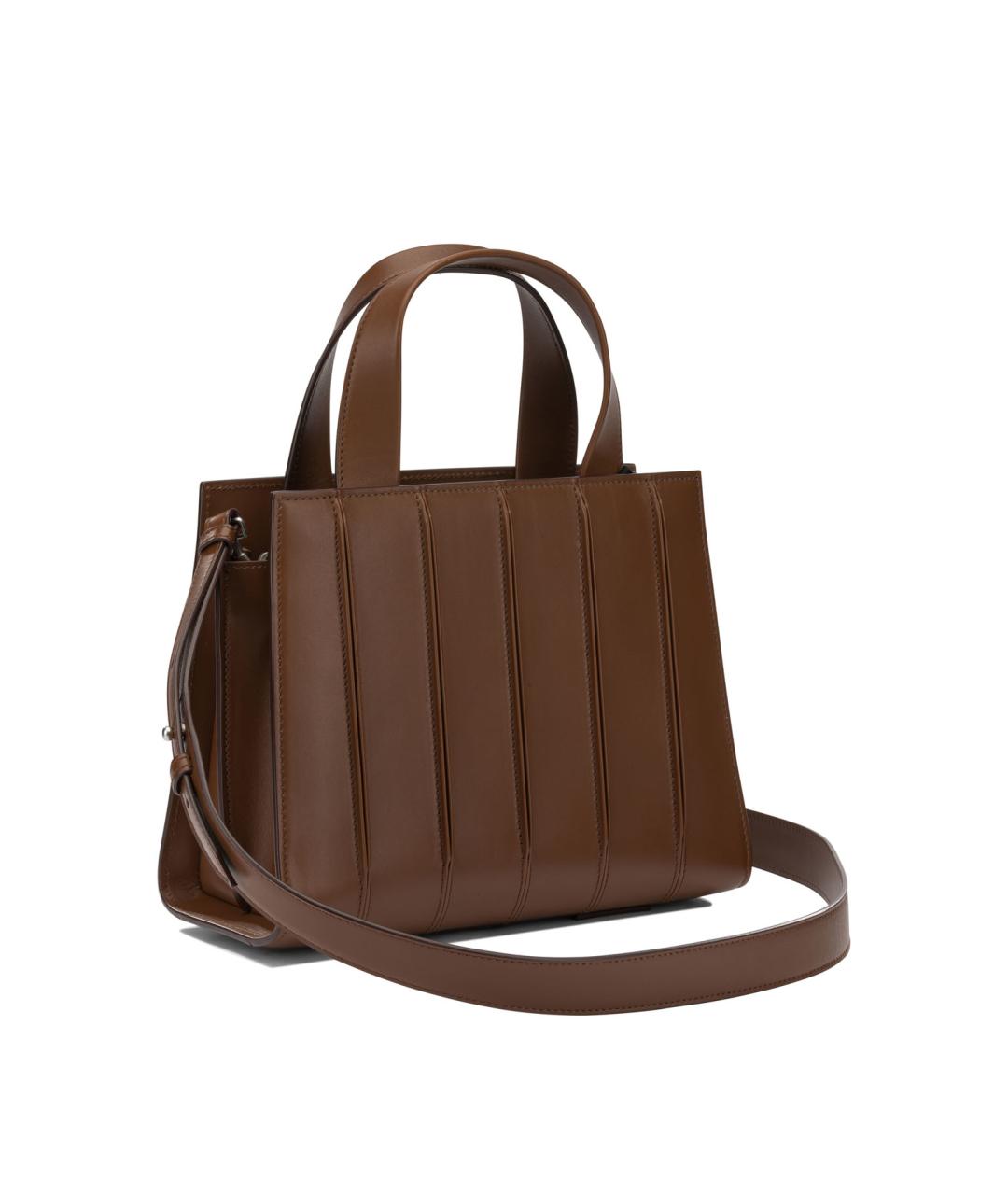 MAX MARA Коричневая кожаная сумка с короткими ручками, фото 2