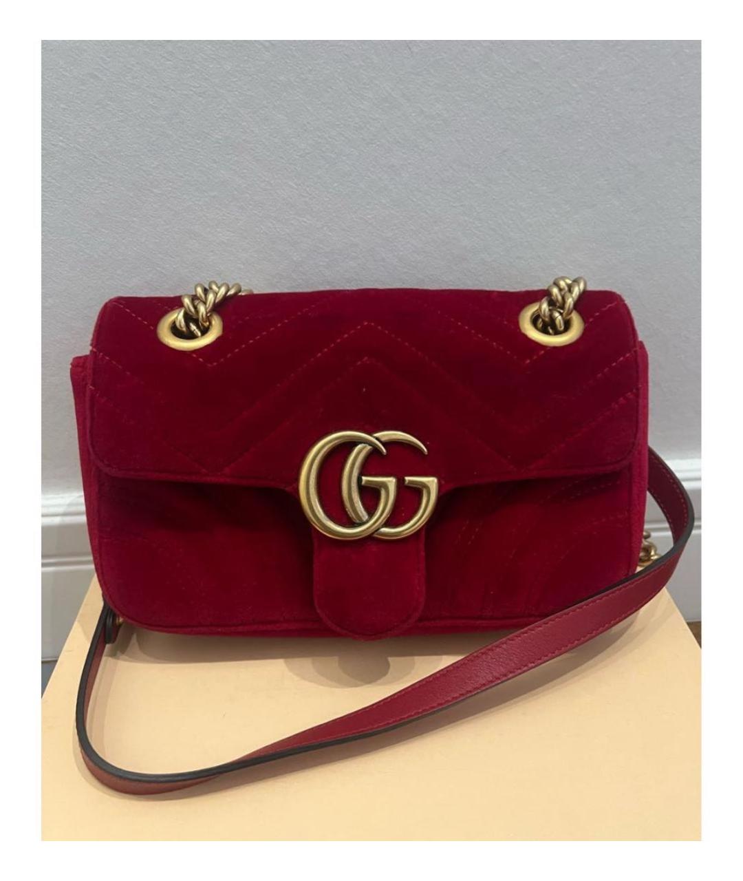 GUCCI Бордовая бархатная сумка через плечо, фото 7