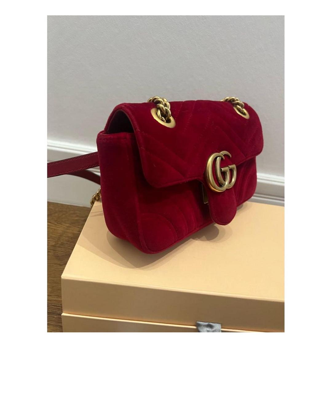 GUCCI Бордовая бархатная сумка через плечо, фото 2