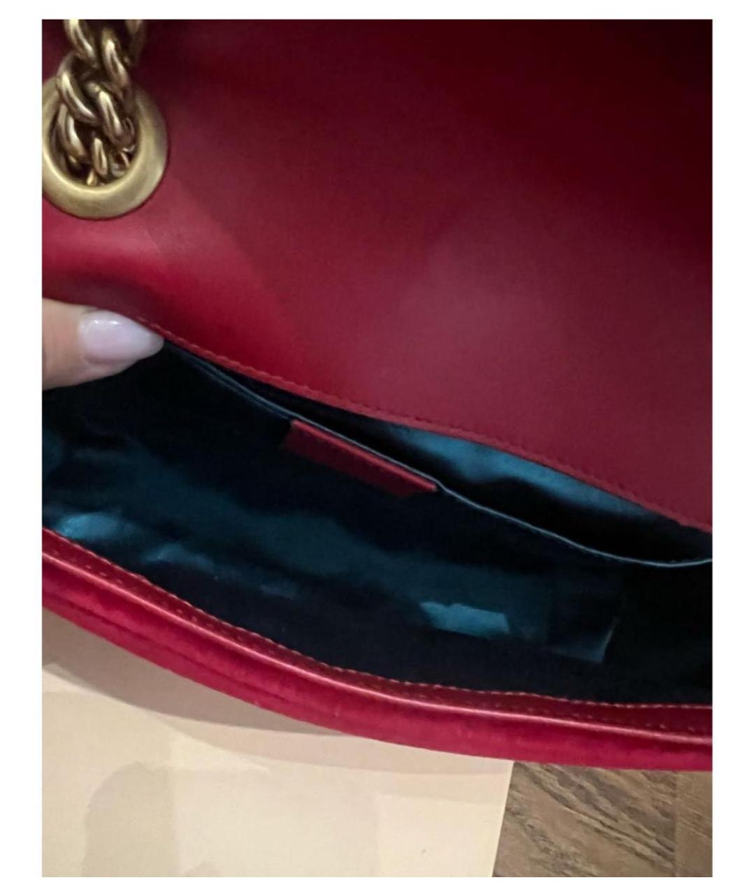 GUCCI Бордовая бархатная сумка через плечо, фото 4