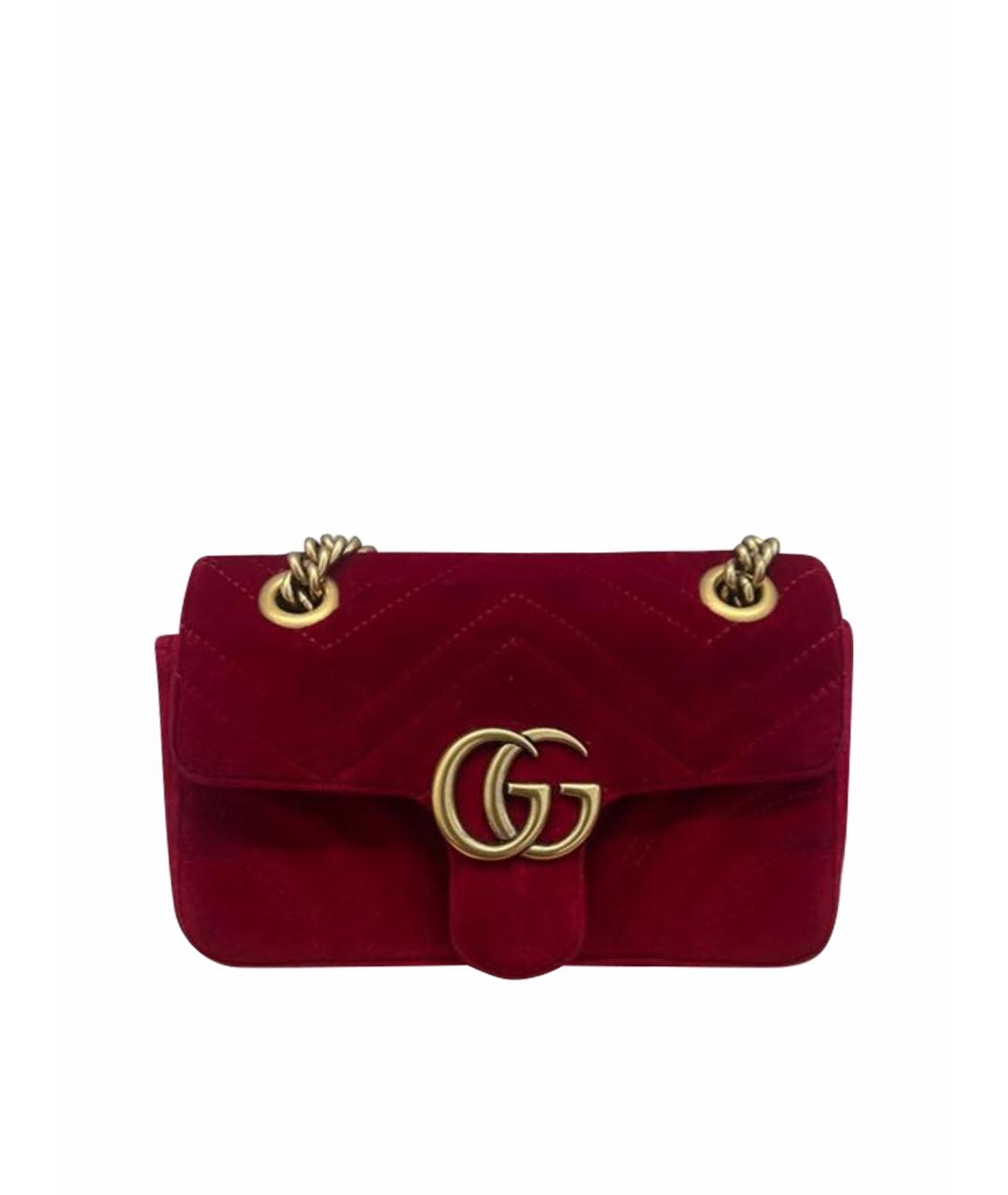 GUCCI Бордовая бархатная сумка через плечо, фото 1
