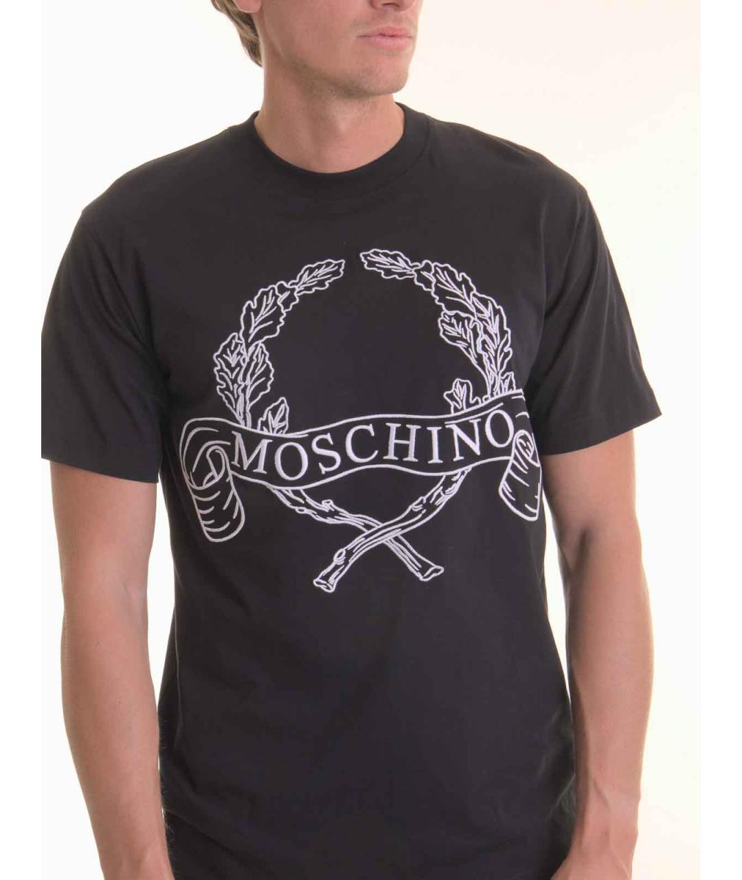 MOSCHINO Черная хлопковая футболка, фото 5