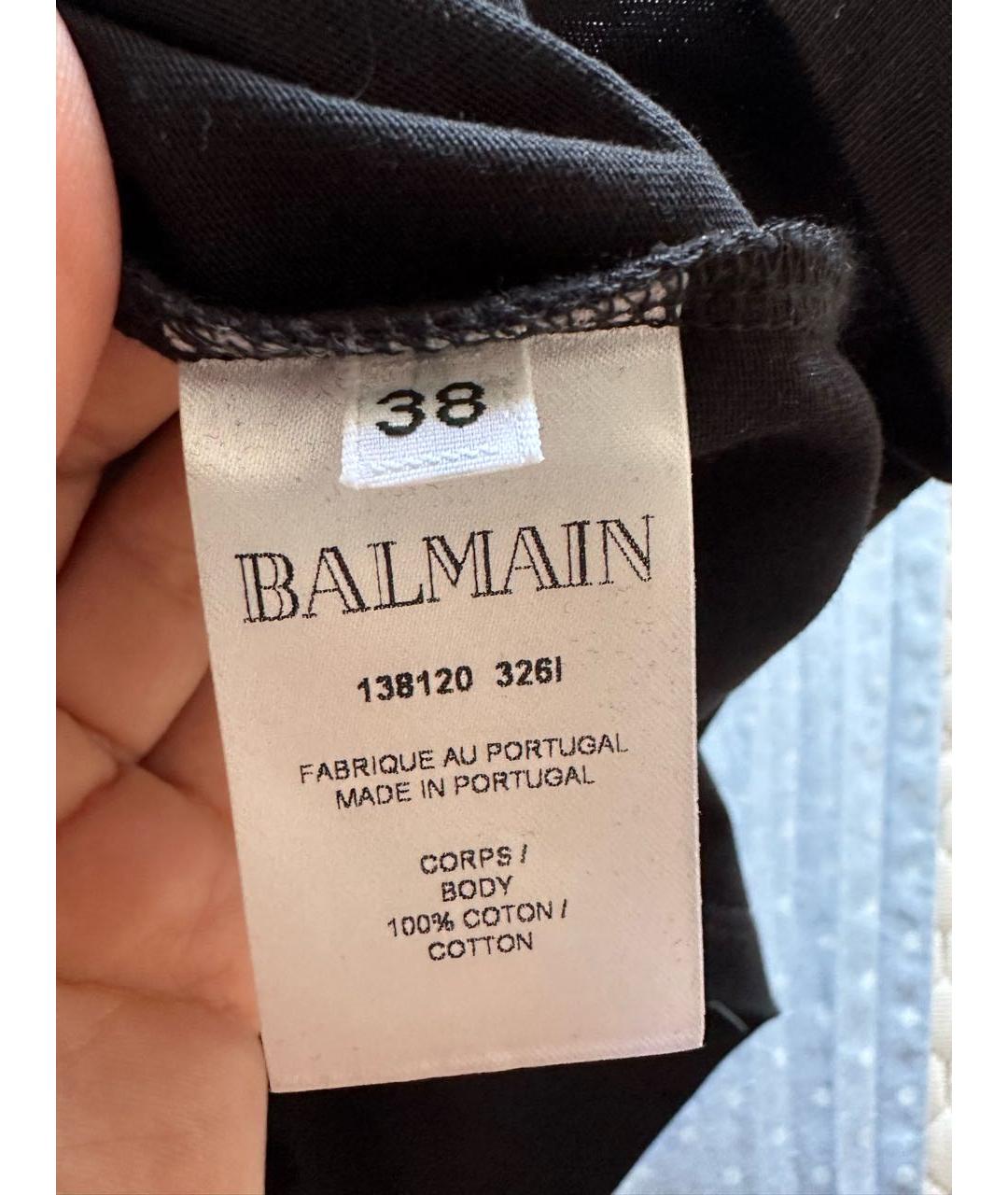 BALMAIN Черная хлопковая футболка, фото 4