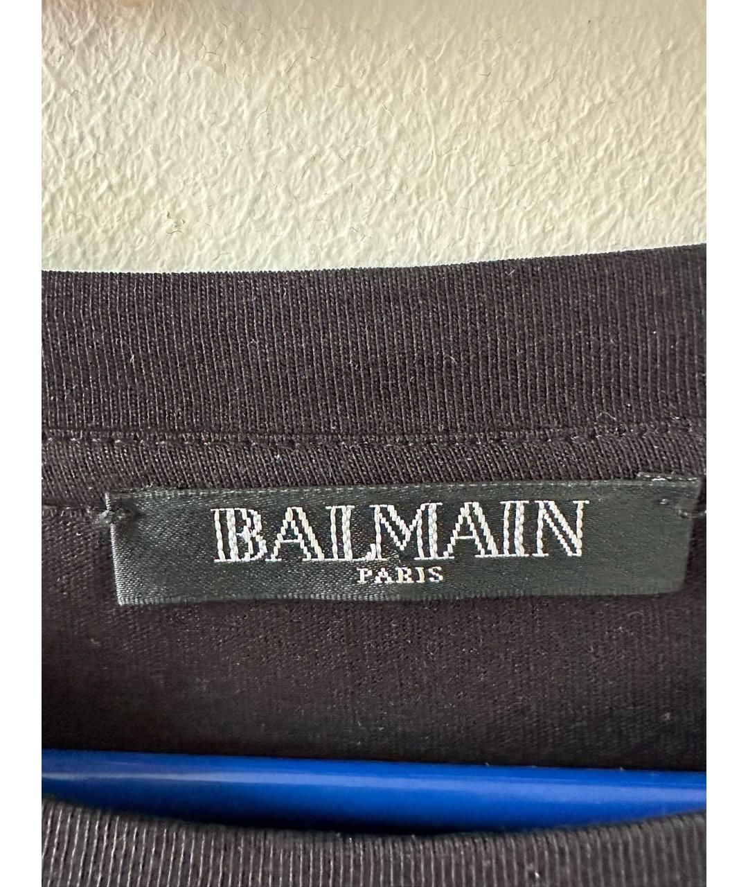 BALMAIN Черная хлопковая футболка, фото 3