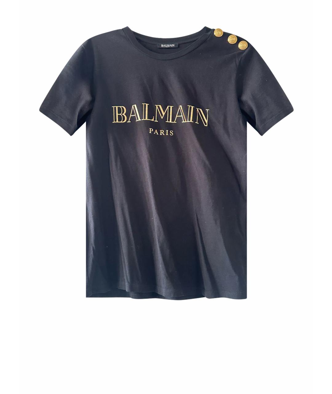 BALMAIN Черная хлопковая футболка, фото 1