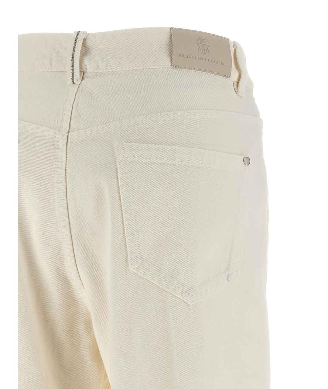BRUNELLO CUCINELLI Белые хлопковые прямые джинсы, фото 4