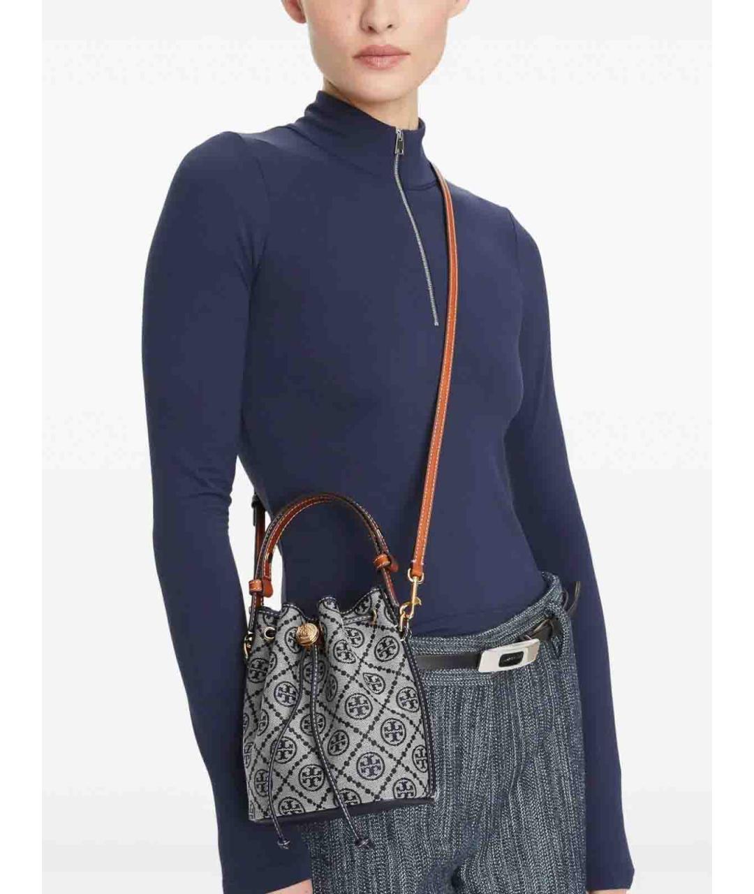 TORY BURCH Синяя хлопковая сумка через плечо, фото 2