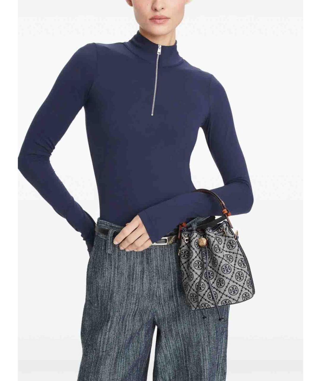 TORY BURCH Синяя хлопковая сумка через плечо, фото 3