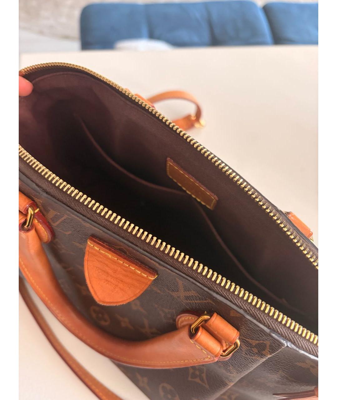LOUIS VUITTON Коричневая канва сумка с короткими ручками, фото 4