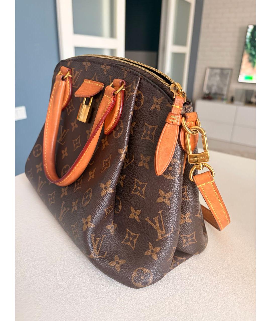 LOUIS VUITTON Коричневая канва сумка с короткими ручками, фото 2