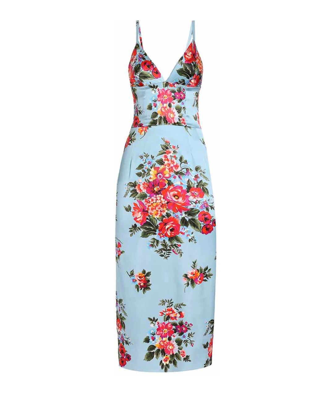 DOLCE&GABBANA Голубое шелковое повседневное платье, фото 2