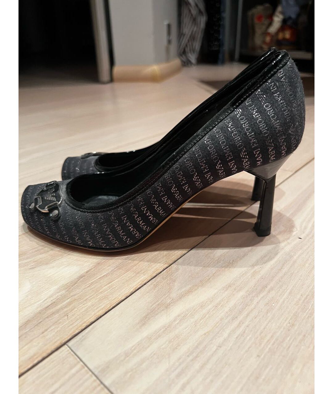 EMPORIO ARMANI Черные текстильные туфли, фото 5