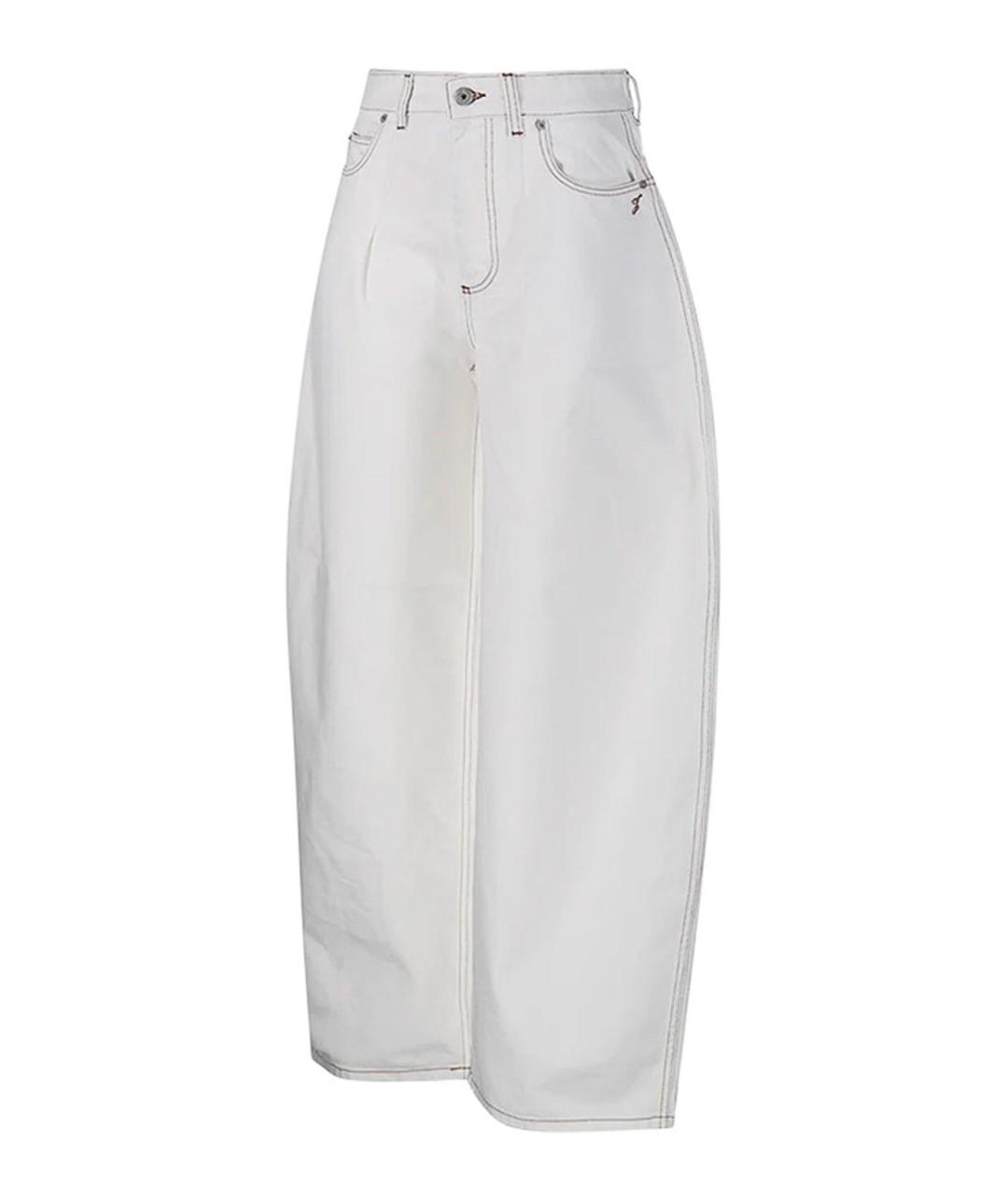 JACQUEMUS Белые хлопковые прямые джинсы, фото 3