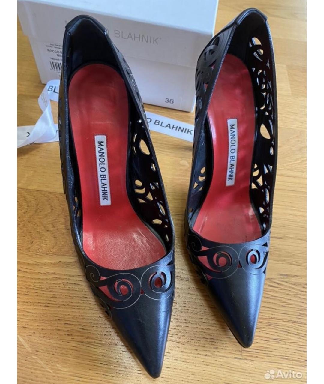MANOLO BLAHNIK Черные кожаные туфли, фото 5