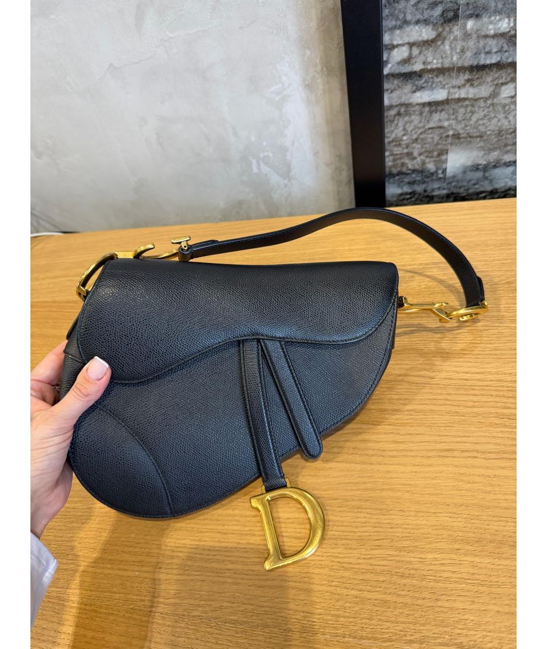 CHRISTIAN DIOR Черная кожаная сумка с короткими ручками, фото 8