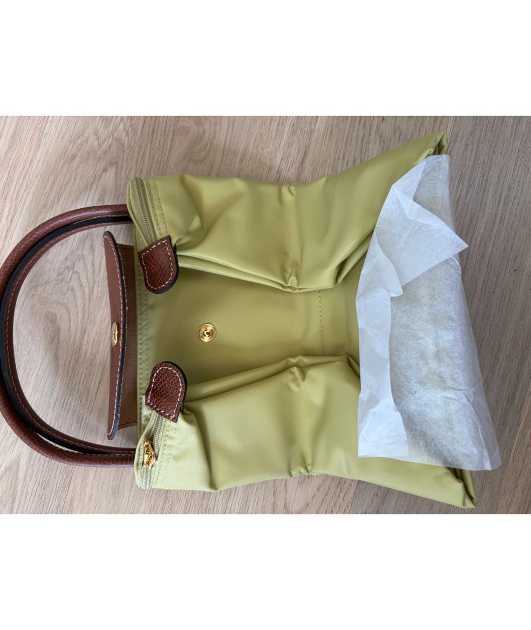 LONGCHAMP Хаки тканевая сумка с короткими ручками, фото 3