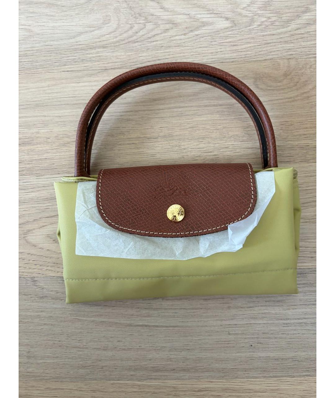 LONGCHAMP Хаки тканевая сумка с короткими ручками, фото 4