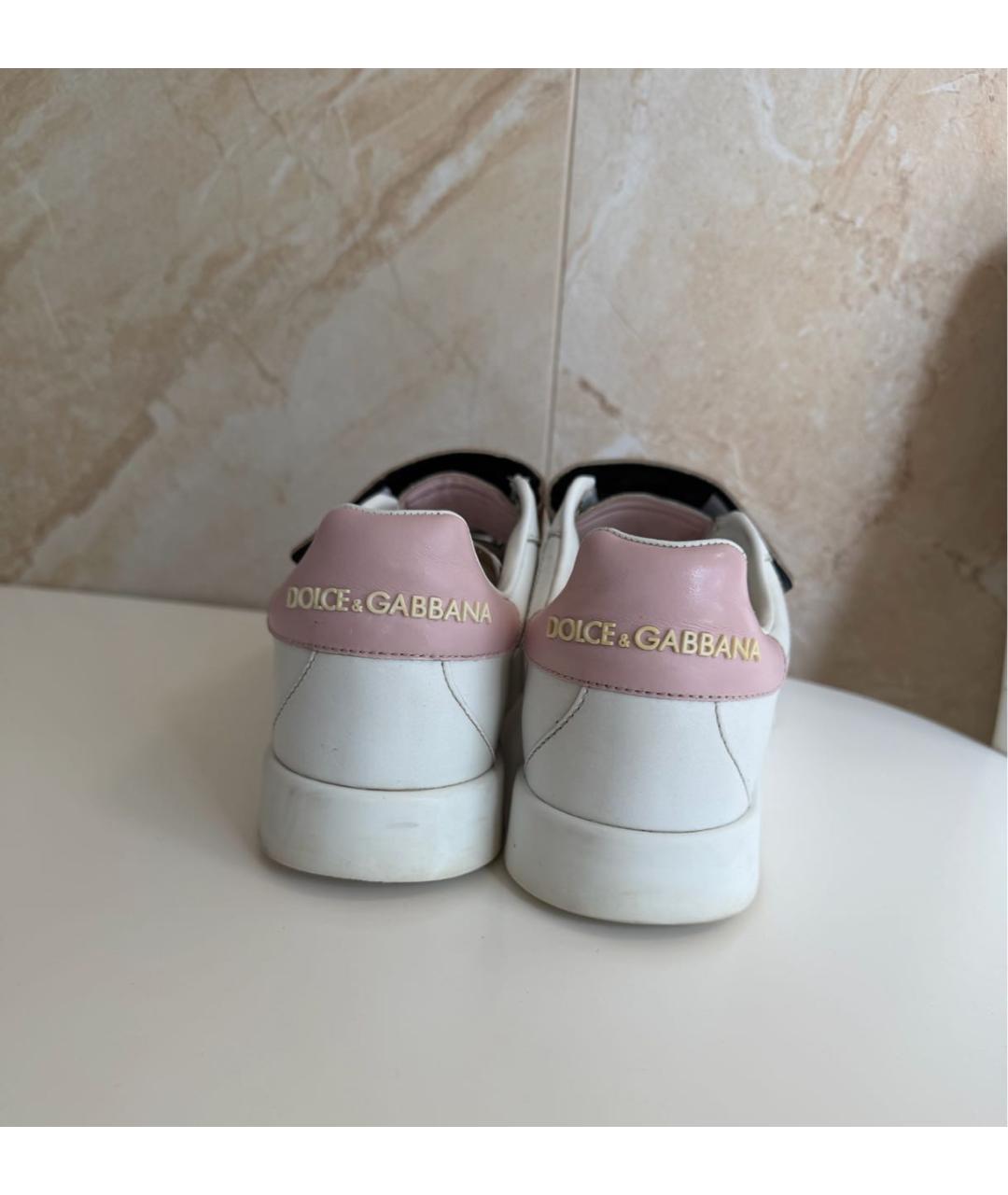 DOLCE&GABBANA Белые кожаные кроссовки, фото 4