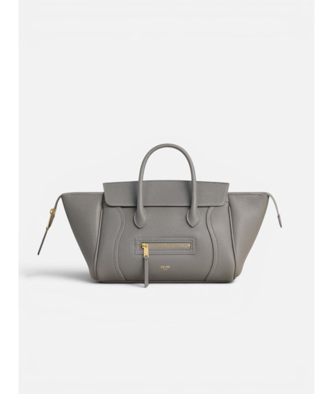 CELINE Серая кожаная сумка тоут, фото 4
