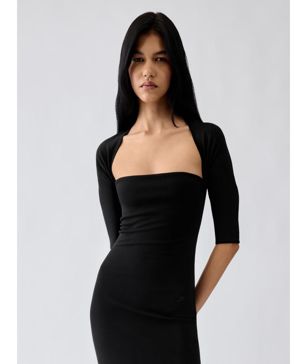 JACQUEMUS Черное вискозное вечернее платье, фото 4