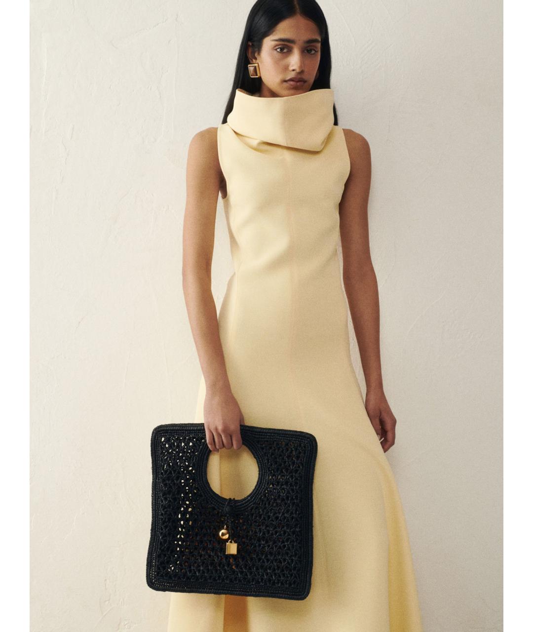 JACQUEMUS Черная рафия сумка с короткими ручками, фото 2