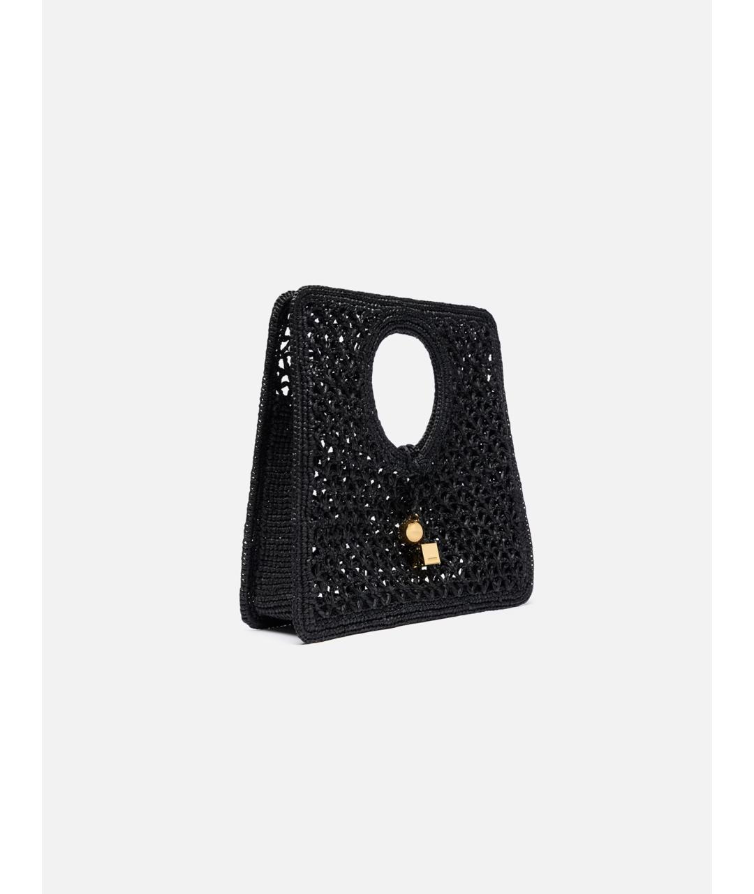 JACQUEMUS Черная рафия сумка с короткими ручками, фото 3