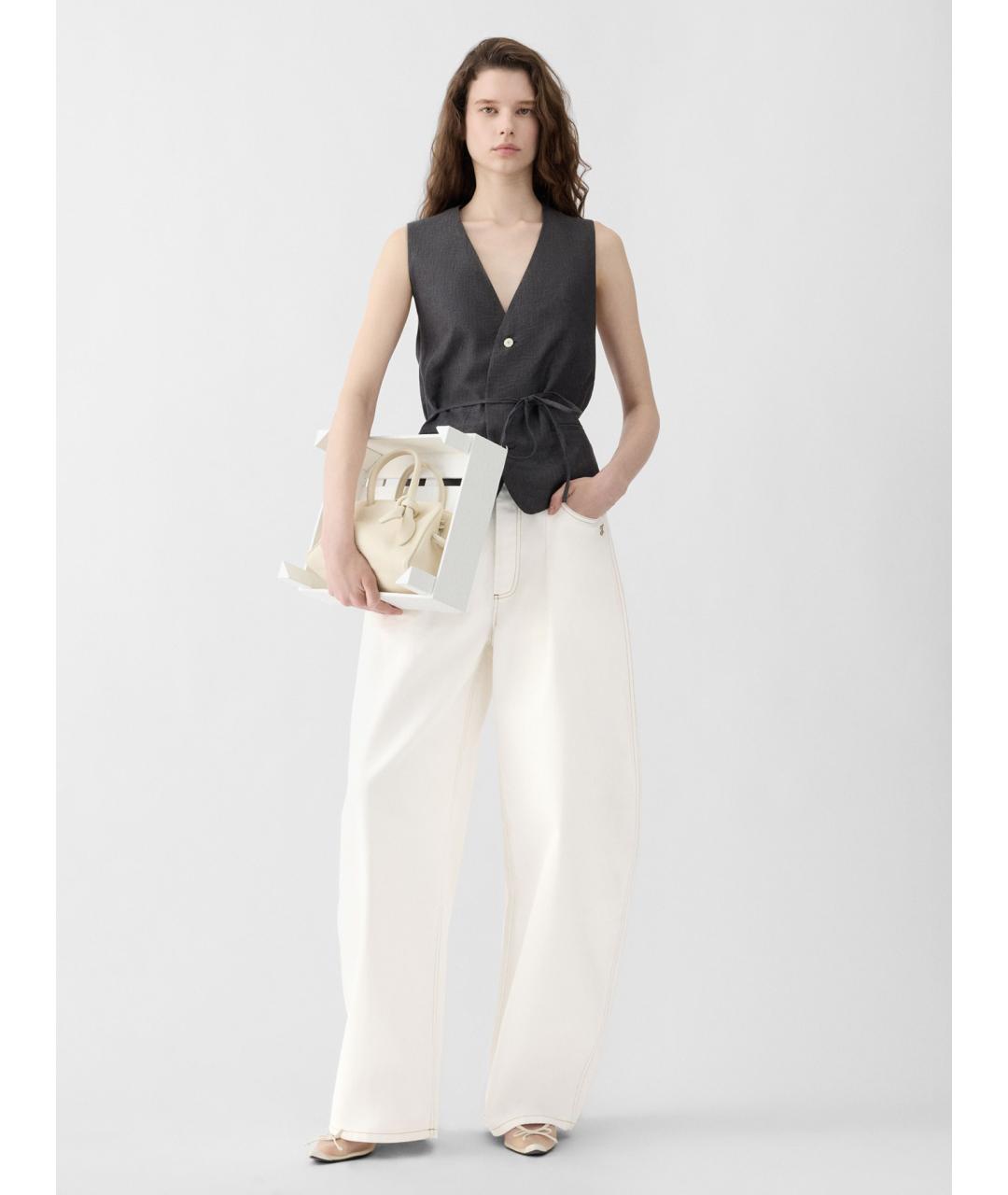 JACQUEMUS Белые хлопковые прямые джинсы, фото 2