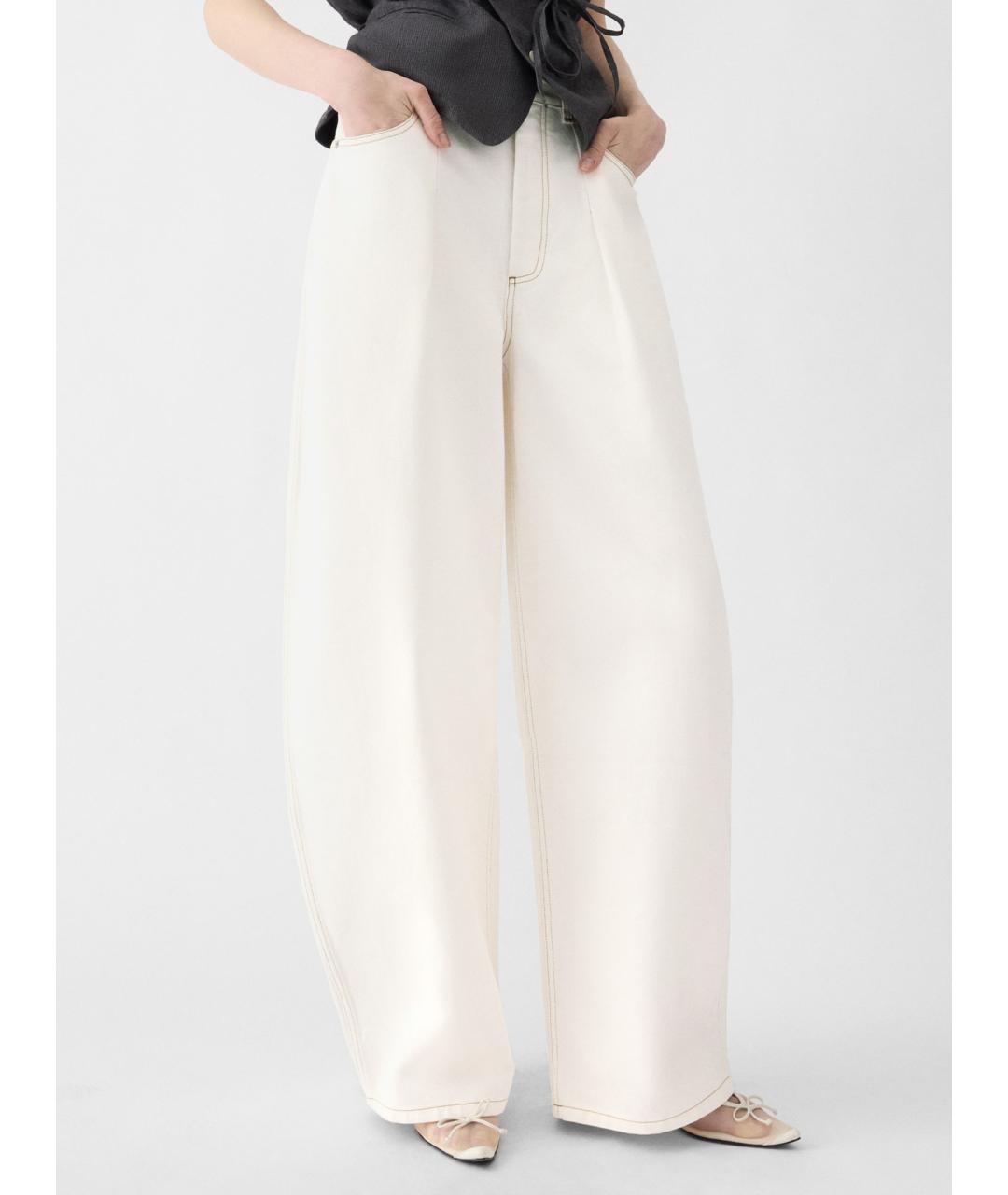 JACQUEMUS Белые хлопковые прямые джинсы, фото 3